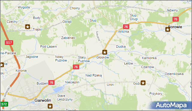 mapa Głosków gmina Borowie, Głosków gmina Borowie na mapie Targeo