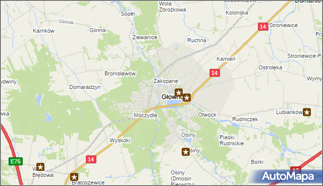 mapa Głowno, Głowno na mapie Targeo