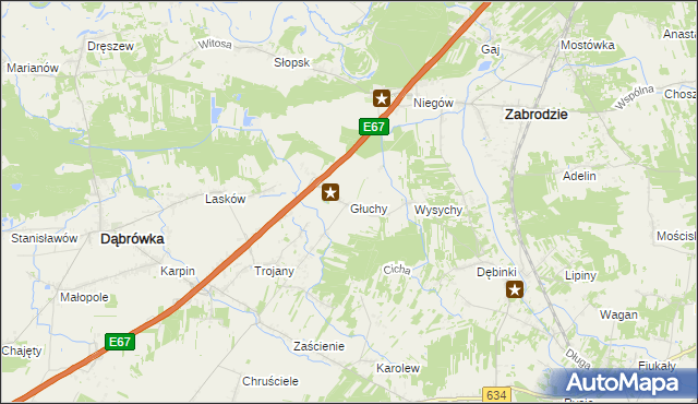 mapa Głuchy, Głuchy na mapie Targeo