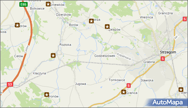 mapa Godzieszówek, Godzieszówek na mapie Targeo