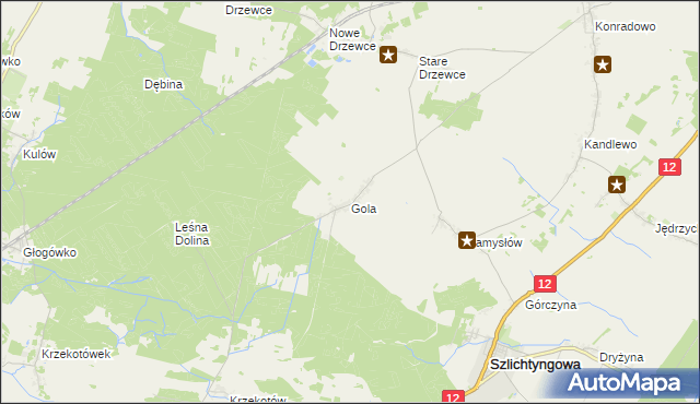 mapa Gola gmina Szlichtyngowa, Gola gmina Szlichtyngowa na mapie Targeo