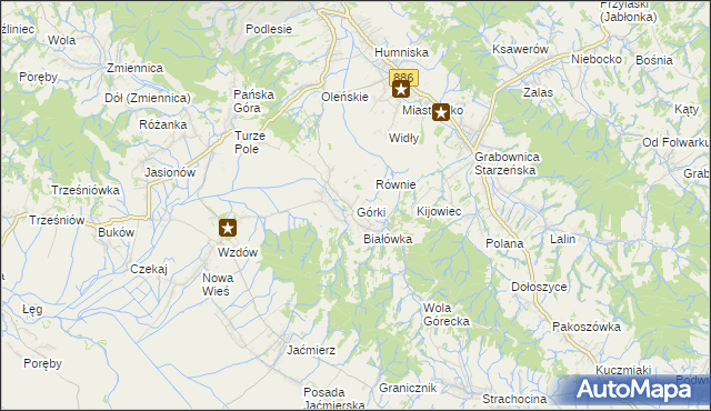 mapa Górki gmina Brzozów, Górki gmina Brzozów na mapie Targeo