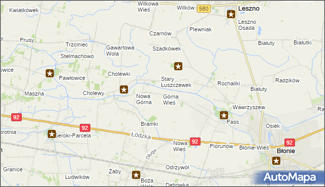 mapa Górna Wieś gmina Błonie, Górna Wieś gmina Błonie na mapie Targeo