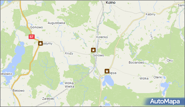 mapa Górowo gmina Kolno, Górowo gmina Kolno na mapie Targeo