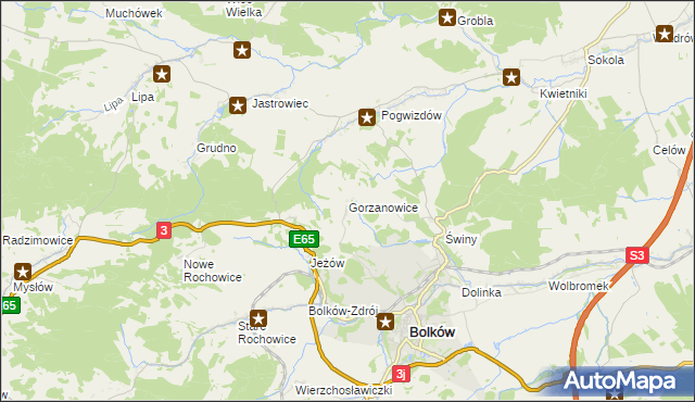 mapa Gorzanowice, Gorzanowice na mapie Targeo