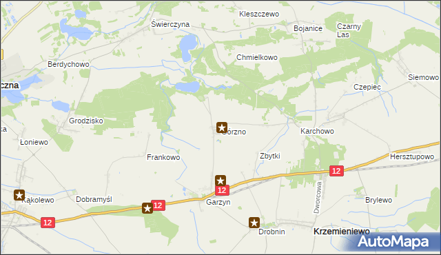 mapa Górzno gmina Krzemieniewo, Górzno gmina Krzemieniewo na mapie Targeo