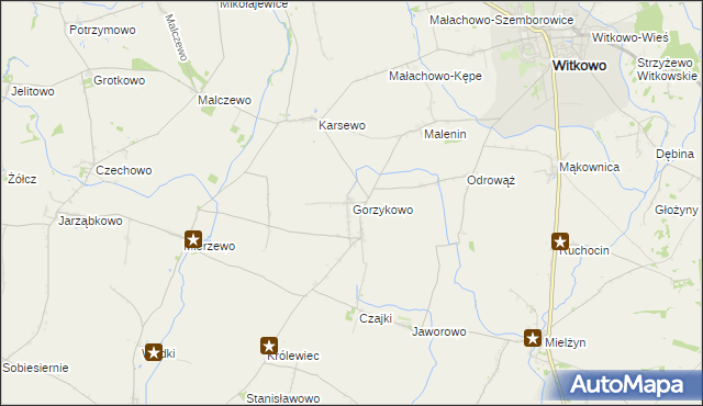 mapa Gorzykowo, Gorzykowo na mapie Targeo