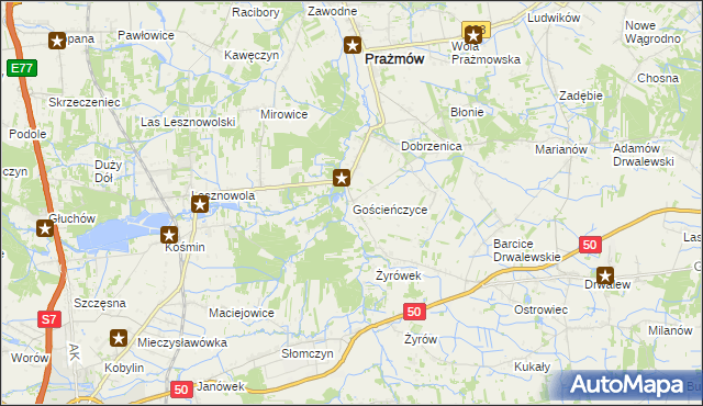 mapa Gościeńczyce, Gościeńczyce na mapie Targeo