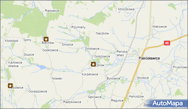 mapa Goszowice, Goszowice na mapie Targeo