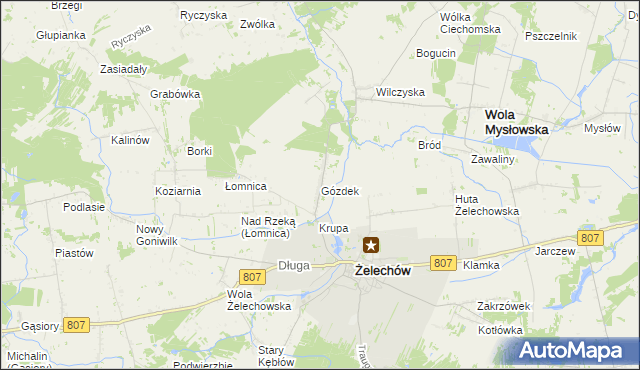 mapa Gózdek gmina Żelechów, Gózdek gmina Żelechów na mapie Targeo