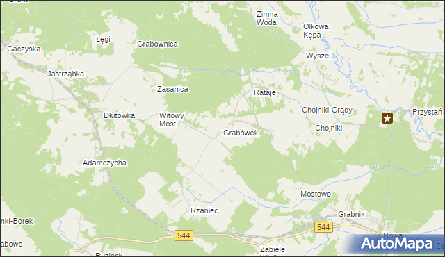 mapa Grabówek gmina Olszewo-Borki, Grabówek gmina Olszewo-Borki na mapie Targeo