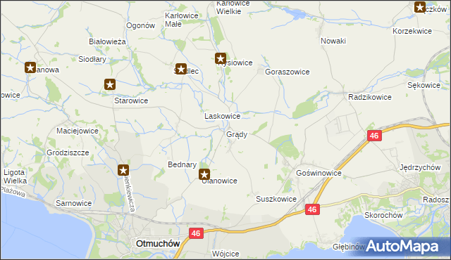 mapa Grądy gmina Otmuchów, Grądy gmina Otmuchów na mapie Targeo