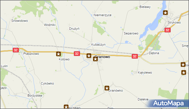 mapa Granowo powiat grodziski, Granowo powiat grodziski na mapie Targeo