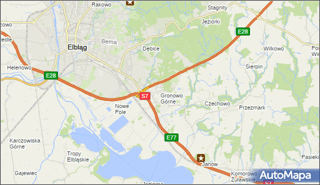 mapa Gronowo Górne, Gronowo Górne na mapie Targeo