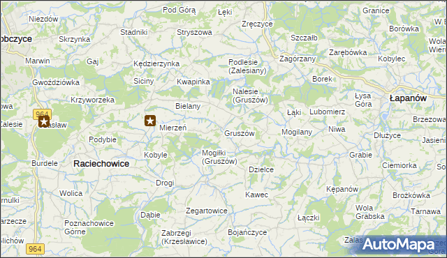 mapa Gruszów gmina Raciechowice, Gruszów gmina Raciechowice na mapie Targeo