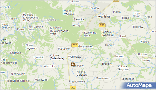 mapa Gryzikamień, Gryzikamień na mapie Targeo