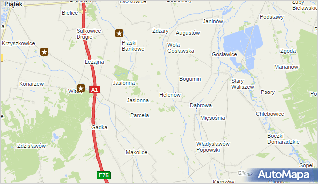 mapa Helenów gmina Głowno, Helenów gmina Głowno na mapie Targeo