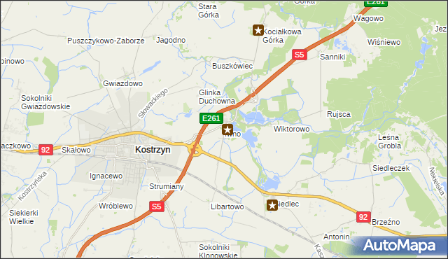 mapa Iwno gmina Kostrzyn, Iwno gmina Kostrzyn na mapie Targeo