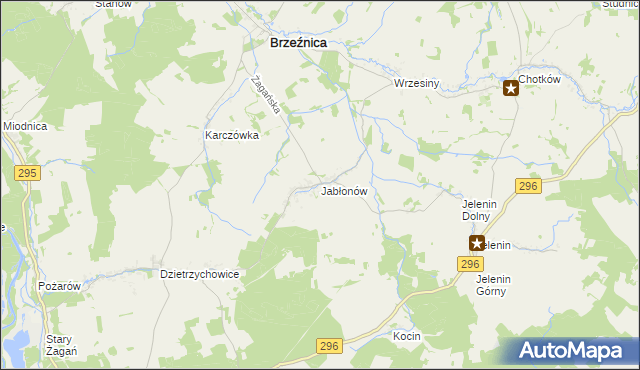 mapa Jabłonów gmina Brzeźnica, Jabłonów gmina Brzeźnica na mapie Targeo