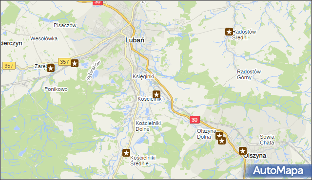 mapa Jałowiec gmina Lubań, Jałowiec gmina Lubań na mapie Targeo