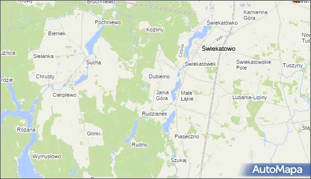 mapa Jania Góra gmina Świekatowo, Jania Góra gmina Świekatowo na mapie Targeo
