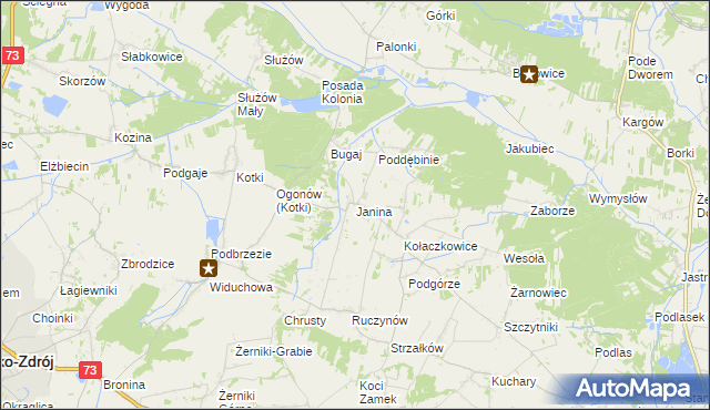 mapa Janina gmina Busko-Zdrój, Janina gmina Busko-Zdrój na mapie Targeo