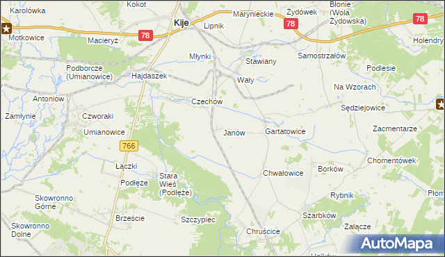 mapa Janów gmina Kije, Janów gmina Kije na mapie Targeo