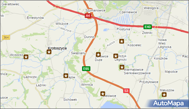 mapa Janowice Duże, Janowice Duże na mapie Targeo