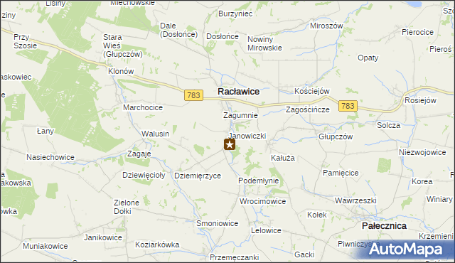 mapa Janowiczki gmina Racławice, Janowiczki gmina Racławice na mapie Targeo