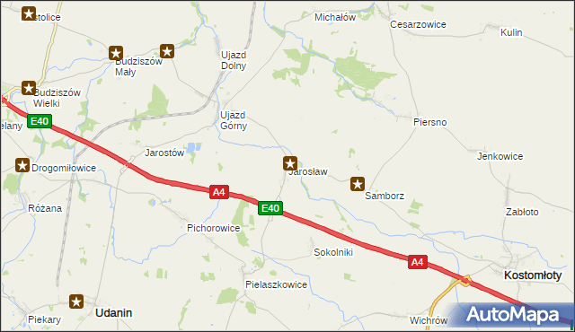 mapa Jarosław gmina Udanin, Jarosław gmina Udanin na mapie Targeo