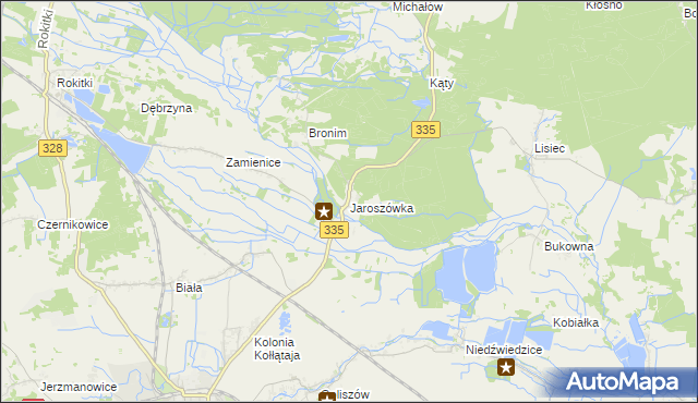 mapa Jaroszówka gmina Chojnów, Jaroszówka gmina Chojnów na mapie Targeo