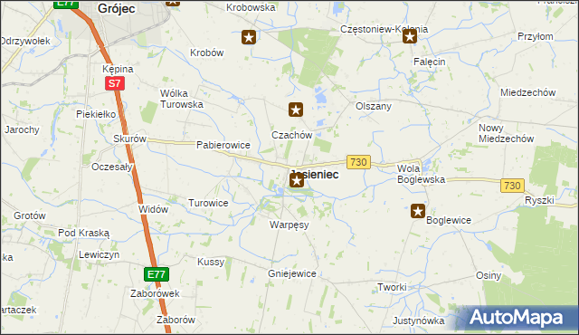 mapa Jasieniec powiat grójecki, Jasieniec powiat grójecki na mapie Targeo