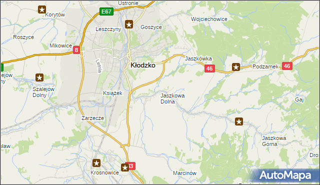 mapa Jaszkowa Dolna, Jaszkowa Dolna na mapie Targeo