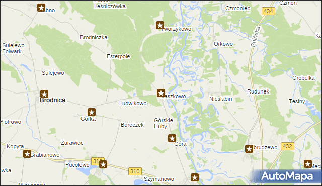 mapa Jaszkowo gmina Brodnica, Jaszkowo gmina Brodnica na mapie Targeo