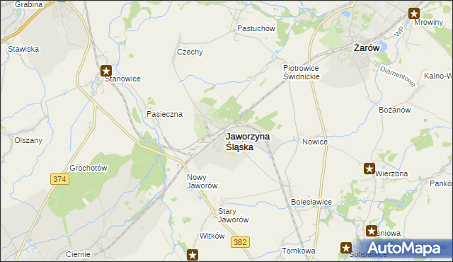 mapa Jaworzyna Śląska, Jaworzyna Śląska na mapie Targeo
