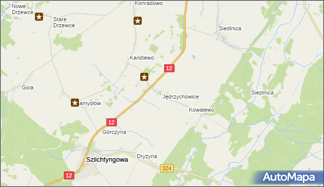 mapa Jędrzychowice gmina Szlichtyngowa, Jędrzychowice gmina Szlichtyngowa na mapie Targeo