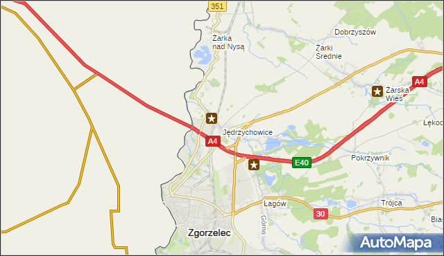 mapa Jędrzychowice gmina Zgorzelec, Jędrzychowice gmina Zgorzelec na mapie Targeo