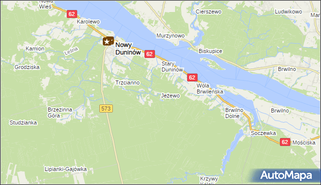 mapa Jeżewo gmina Nowy Duninów, Jeżewo gmina Nowy Duninów na mapie Targeo