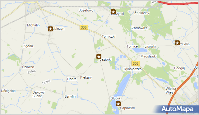 mapa Jeziorki gmina Stęszew, Jeziorki gmina Stęszew na mapie Targeo