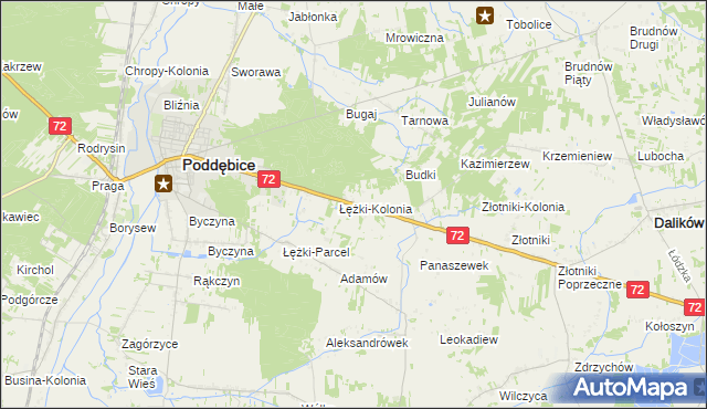 mapa Józefka gmina Poddębice, Józefka gmina Poddębice na mapie Targeo