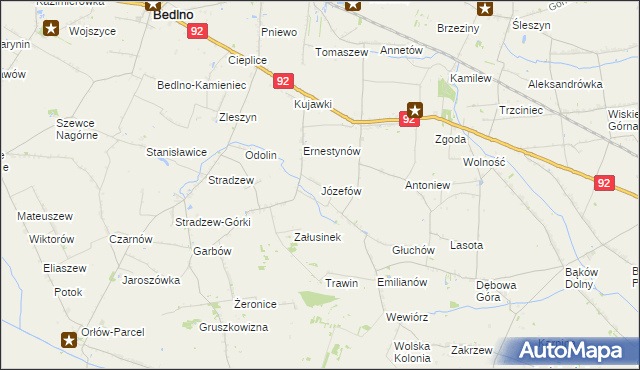 mapa Józefów gmina Bedlno, Józefów gmina Bedlno na mapie Targeo