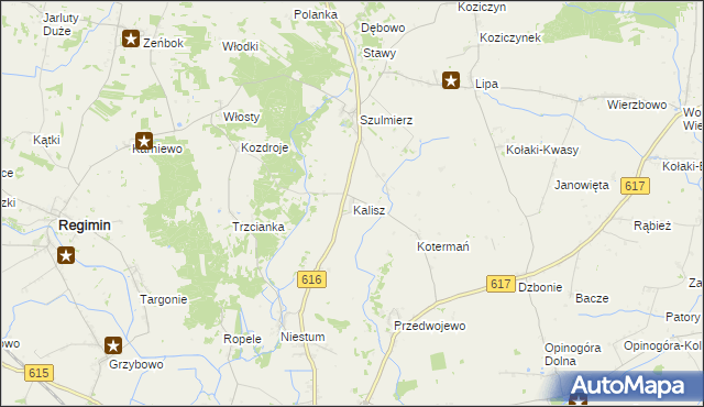 mapa Kalisz gmina Regimin, Kalisz gmina Regimin na mapie Targeo