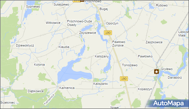 mapa Kaliszany gmina Wągrowiec, Kaliszany gmina Wągrowiec na mapie Targeo