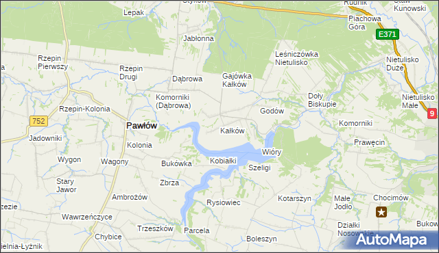 mapa Kałków gmina Pawłów, Kałków gmina Pawłów na mapie Targeo