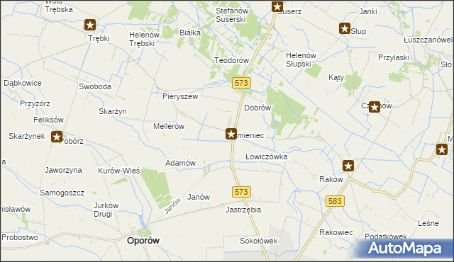 mapa Kamieniec gmina Szczawin Kościelny, Kamieniec gmina Szczawin Kościelny na mapie Targeo