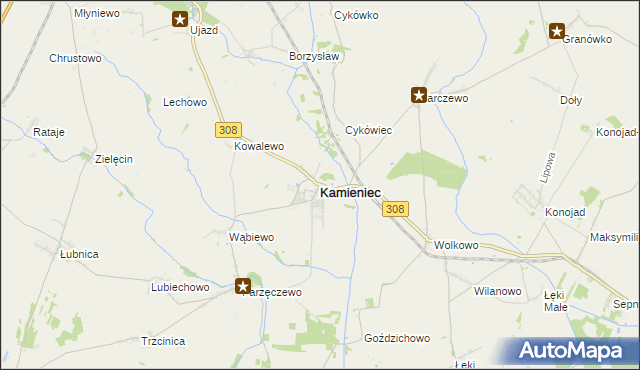 mapa Kamieniec powiat grodziski, Kamieniec powiat grodziski na mapie Targeo