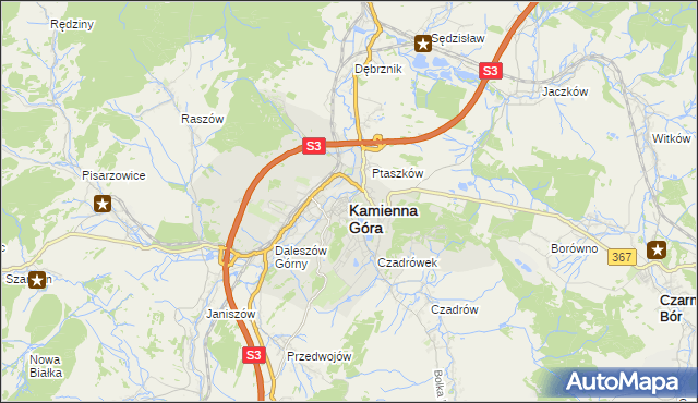 mapa Kamienna Góra, Kamienna Góra na mapie Targeo