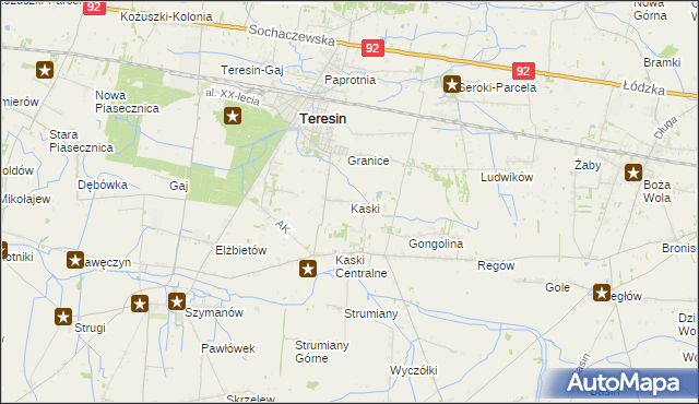 mapa Kaski gmina Baranów, Kaski gmina Baranów na mapie Targeo