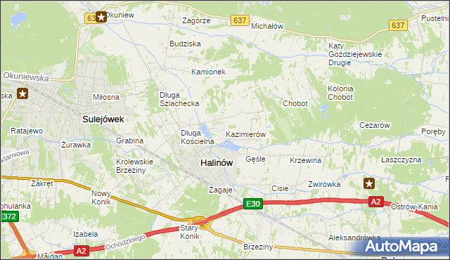 mapa Kazimierów gmina Halinów, Kazimierów gmina Halinów na mapie Targeo