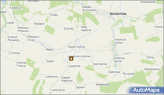 mapa Kępa gmina Borzechów, Kępa gmina Borzechów na mapie Targeo
